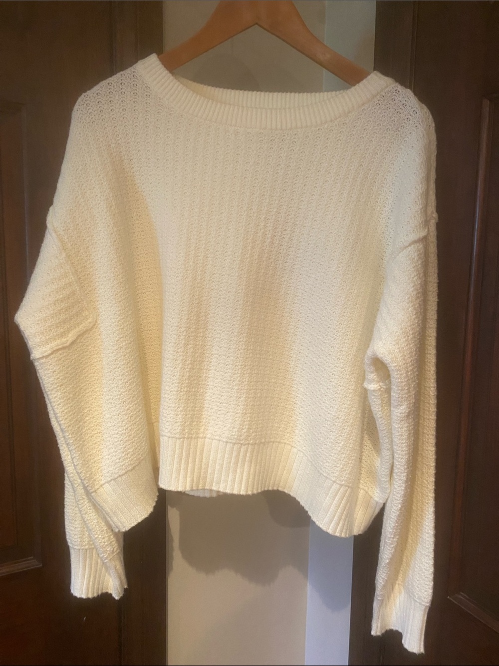 Haute Hippie Cream Scoop-Neck Knit Pullover Sweater
